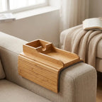 Handmade Bamboo Sofa Arm Tray – 2-in-1 Caddy Warm Cozy Nest