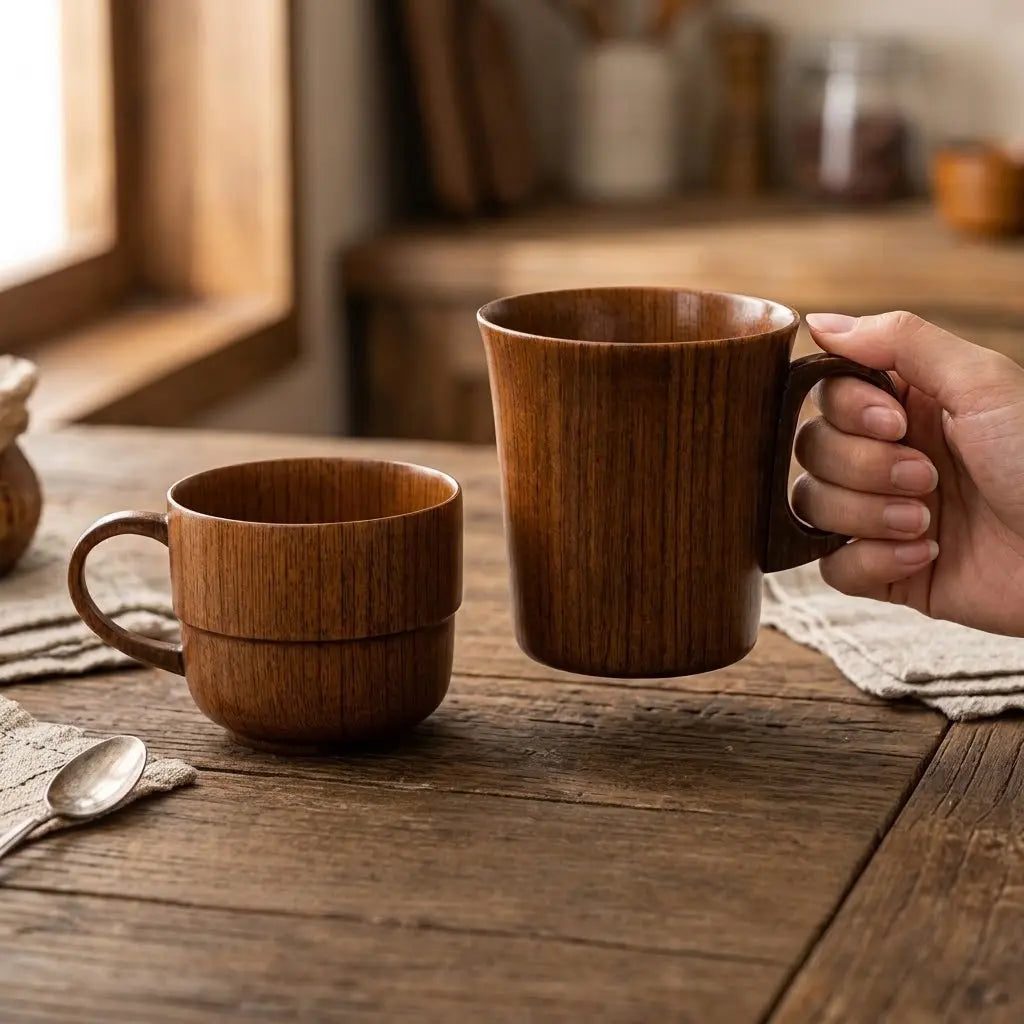 Handmade Jujube Wood Coffee Cup Warm Cozy Nest