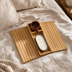 Handmade Bamboo Sofa Arm Tray – 2-in-1 Caddy Warm Cozy Nest