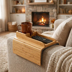Handmade Bamboo Sofa Arm Tray – 2-in-1 Caddy Warm Cozy Nest