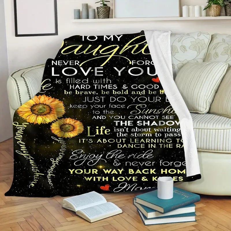 Sunflower Inspirational Flannel Blanket