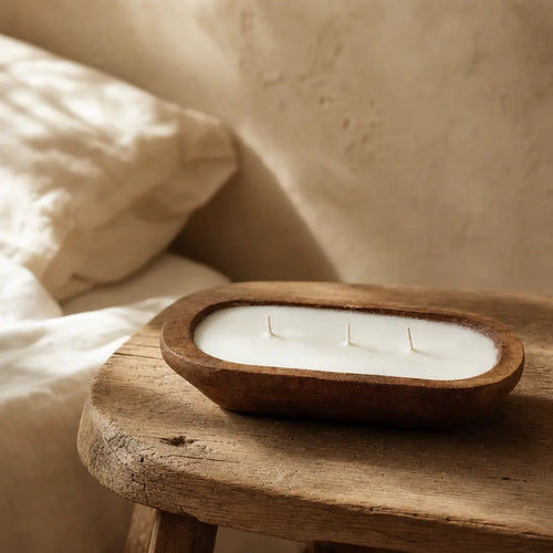 Handmade Magnolia Candle – Wood Dough Bowl Warm Cozy Nest