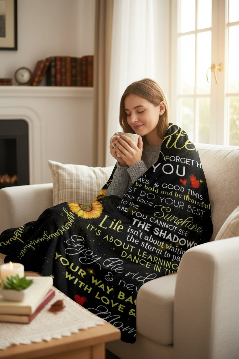 Sunflower Inspirational Flannel Blanket