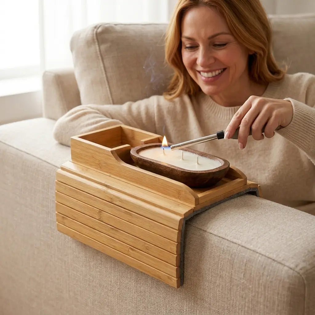 Handmade Magnolia Candle – Wood Dough Bowl Warm Cozy Nest